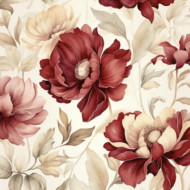 There is a large flower pattern on a wallpaper with many colors generative ai