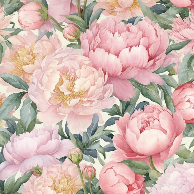 There is a large group of pink flowers on a white background generative ai