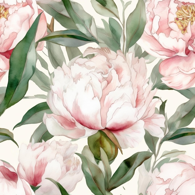 There is a large group of pink flowers on a white background generative ai