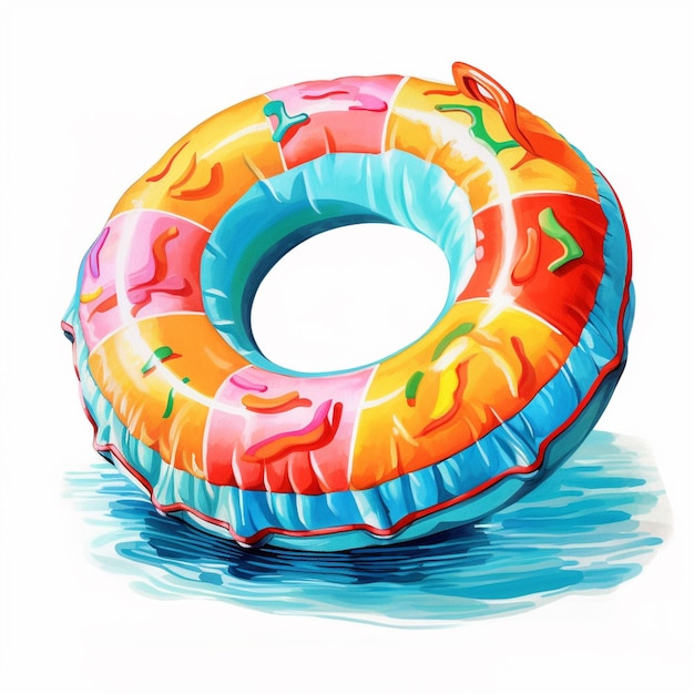 Photo there is a large inflatable ring floating in the water generative ai