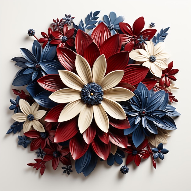 there is a large paper flower arrangement on a white surface generative ai