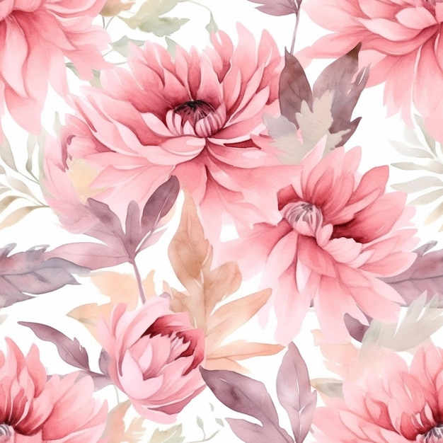 there is a large pink flower pattern on a white background generative ai