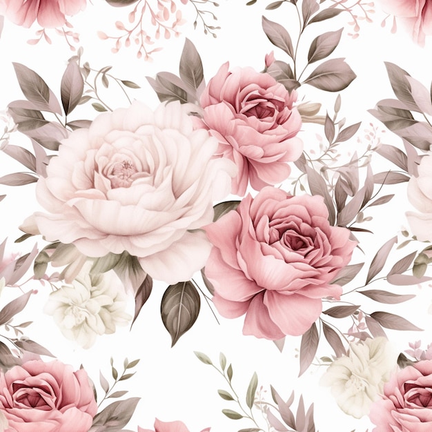 there is a large pink rose pattern on a white background generative ai
