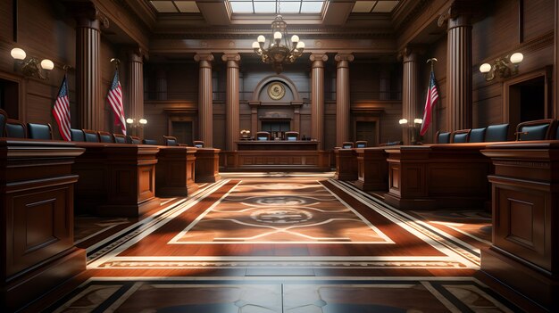 Photo there is a large room with a lot of wooden furniture generative ai