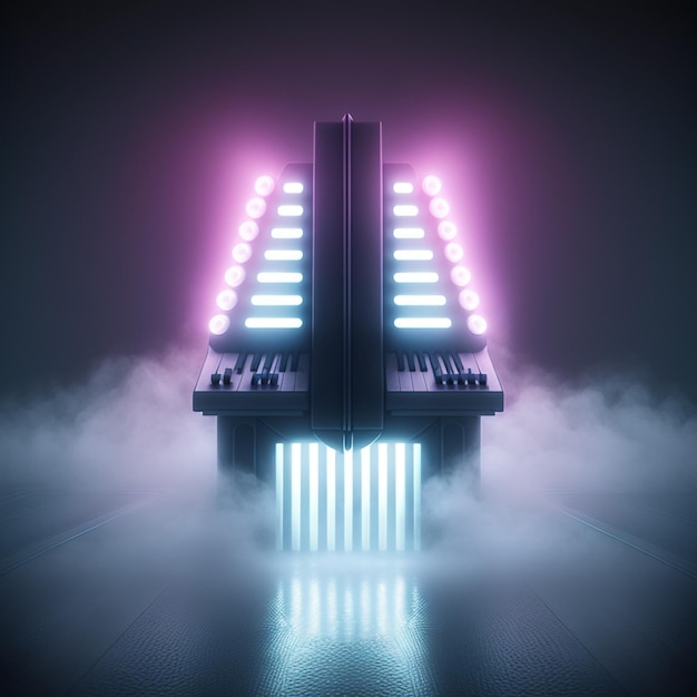 there is a large tower with lights on top of it generative ai