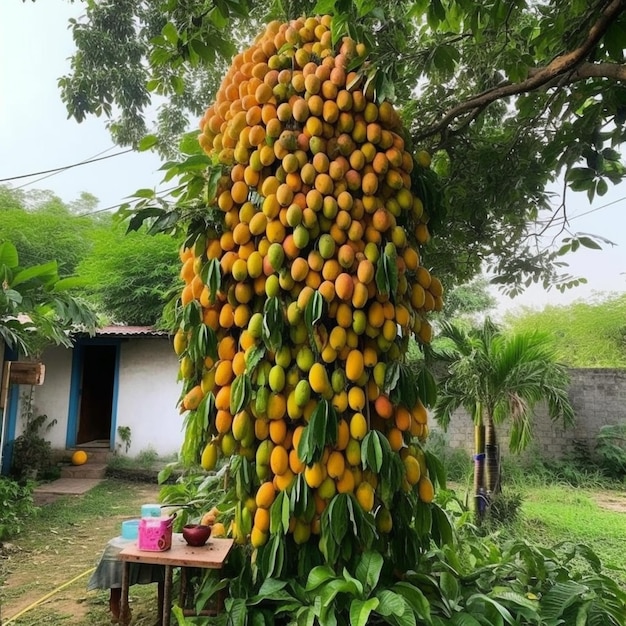 there is a large tree with many fruits growing on it generative ai