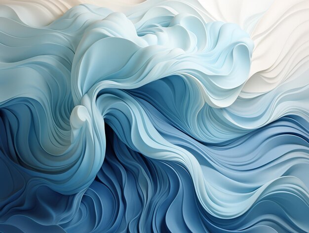 壁には青と白の紙の大きな波があります 生成AI