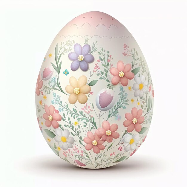 there is a large white egg with flowers painted on it generative ai