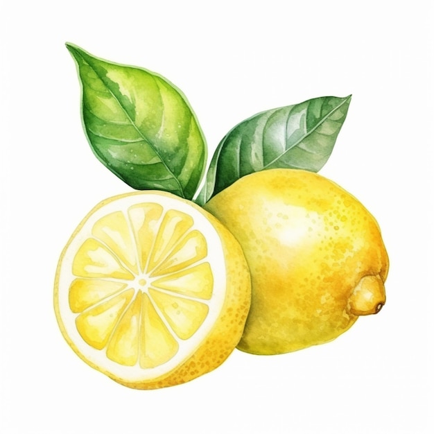 There is a lemon and a half of it with leaves generative ai