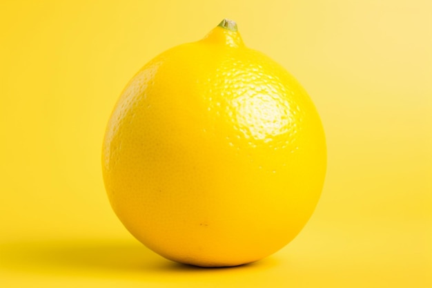 there is a lemon that is sitting on a yellow surface generative ai