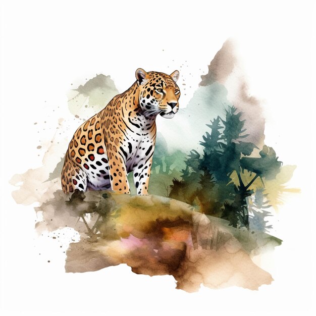 There is a leopard that is sitting on a rock generative ai