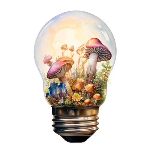 there is a light bulb with a mushroom inside of it generative ai