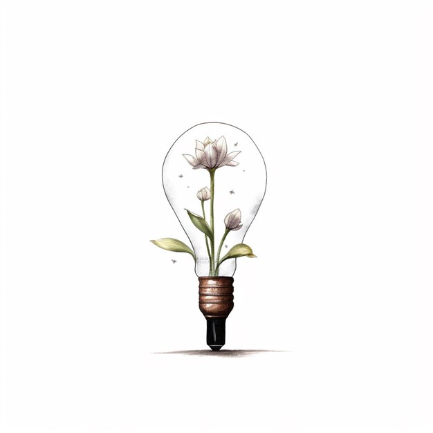 Photo there is a light bulb with a plant inside of it generative ai