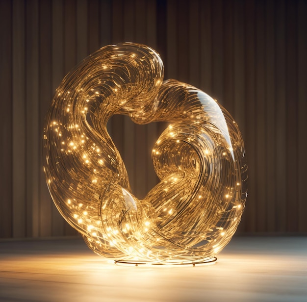 there is a light sculpture made of glass with a spiral design generative ai