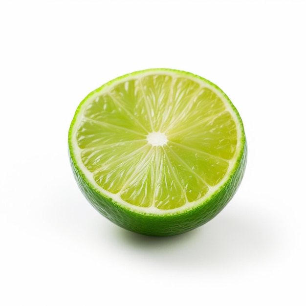 there is a lime cut in half on a white surface generative ai