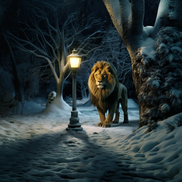 Chronicles of Narnia, snow, lamp, post, aslan, ice, HD phone