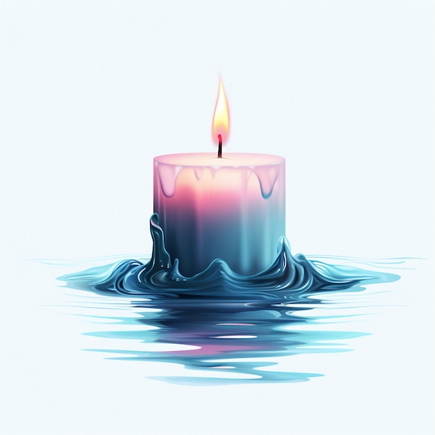 there is a lit candle floating on the water with a wave generative ai