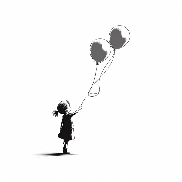 there is a little girl holding two balloons in her hand generative ai