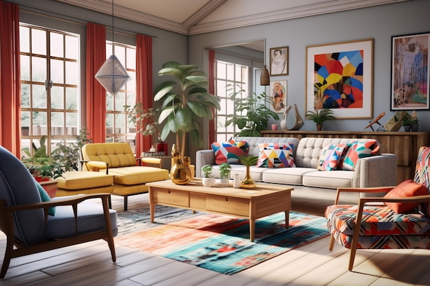 there is a living room with a couch generative ai