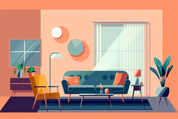 Photo there is a living room with a couch generative ai