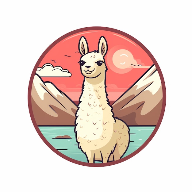 There is a llama standing in front of a mountain range generative ai