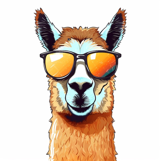 There is a llama wearing sunglasses and a tie dye generative ai