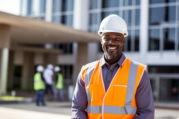 there is a man in a hard hat and vest