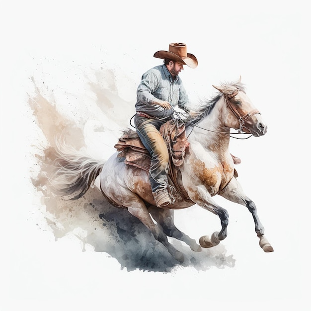 There is a man riding a horse with a hat on generative ai