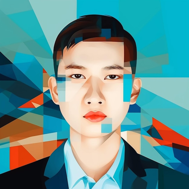 There is a man in a suit and tie with a blue background generative ai