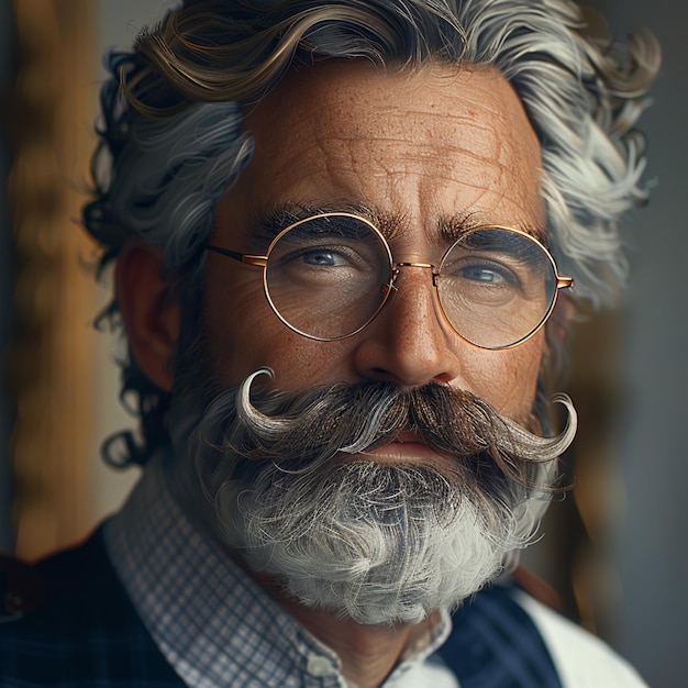 there is a man with a beard and glasses with a fake mustache generative ai