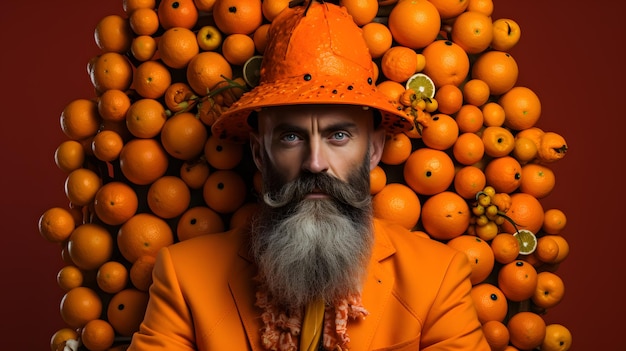 there is a man with a beard and a orange hat Generative AI