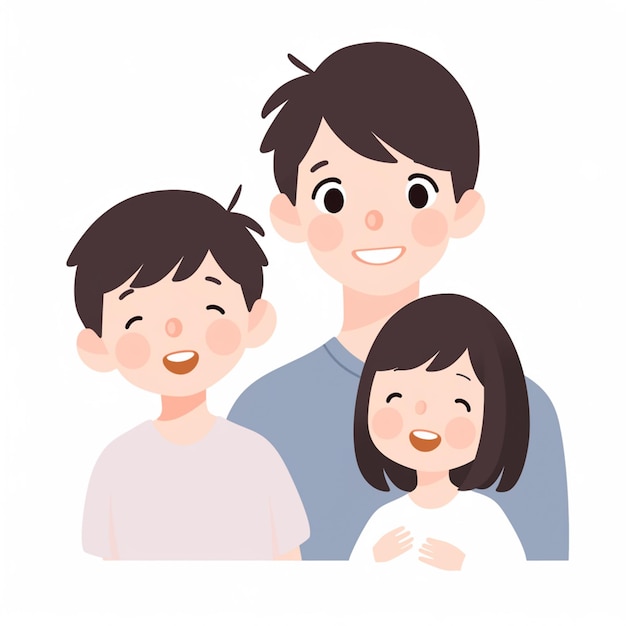 男性と女性と子供が一緒に微笑んでいる生成ai