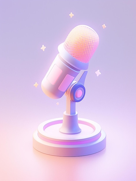 There is a microphone on a stand with a star in the background generative ai