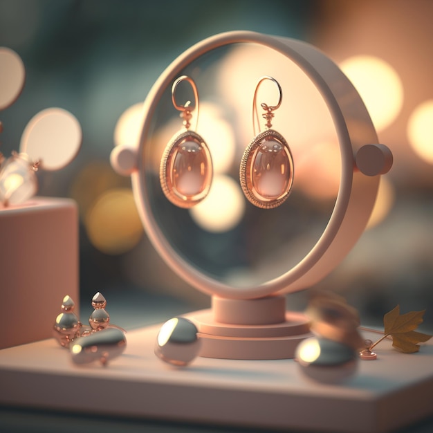 There is a mirror with a pair of earrings on it generative ai