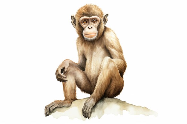 Foto c'è una scimmia seduta su una roccia con le gambe incrociate generativo ai