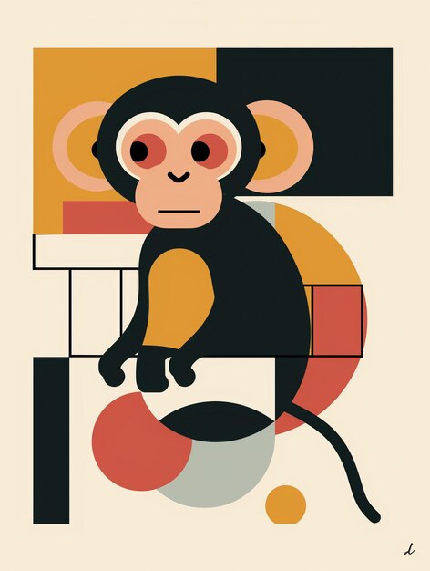 Photo there is a monkey sitting on a table with a ball generative ai