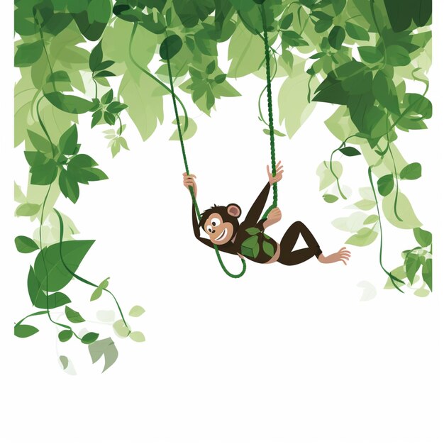 Photo there is a monkey that is hanging from a tree branch generative ai