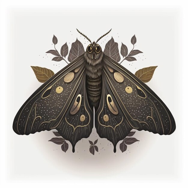 there is a moth with gold details on its wings generative ai