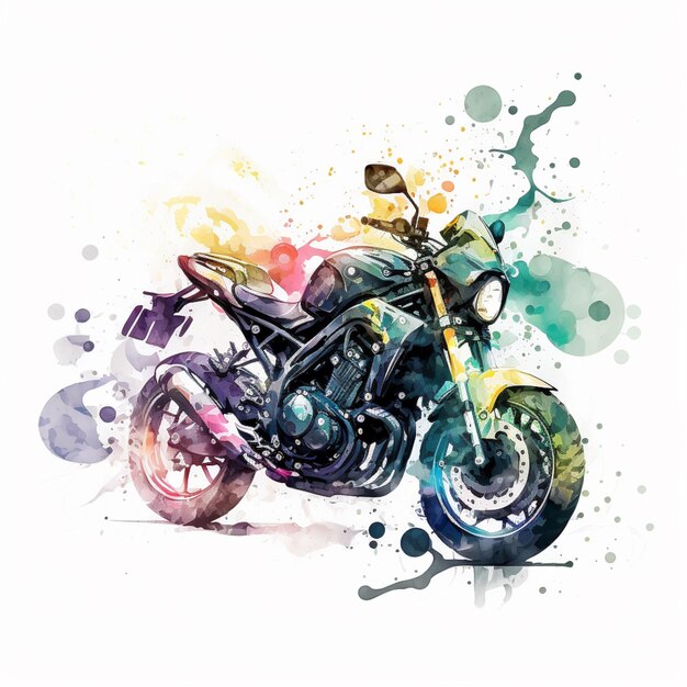 There is a motorcycle that is painted with watercolors on it generative ai