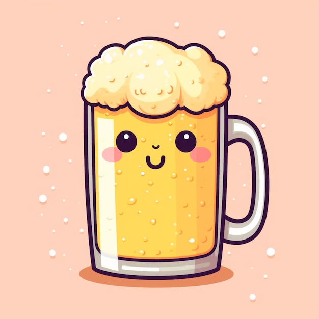 there is a mug of beer with a face drawn on it generative ai