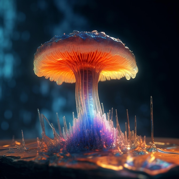 There is a mushroom that is sitting on a table generative ai