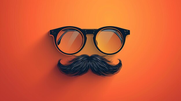 there is a mustache and glasses on a orange background generative ai