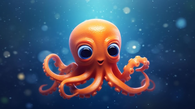 There is an orange octopus with big eyes and a big nose generative ai