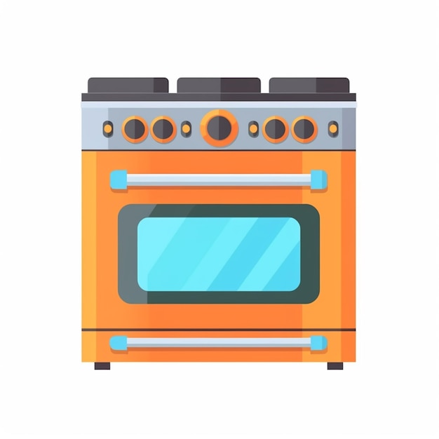 Photo there is a orange oven with a blue door and a white background generative ai