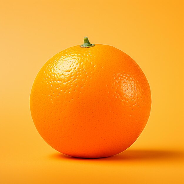 There is a orange that is sitting on a yellow surface generative ai