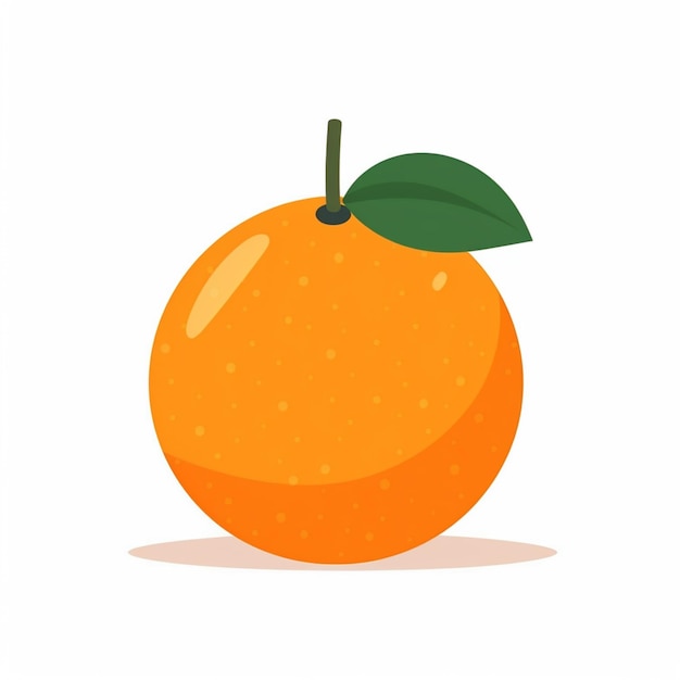 Photo there is a orange with a leaf on it on a white background generative ai