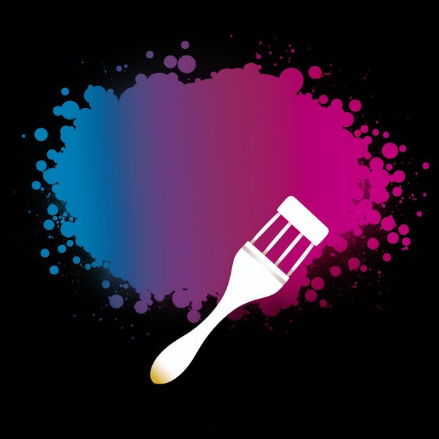 there is a paintbrush with a pink and blue paint on it generative ai