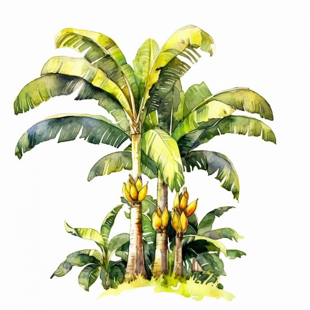 There is a painting of a banana tree with a bunch of bananas generative ai