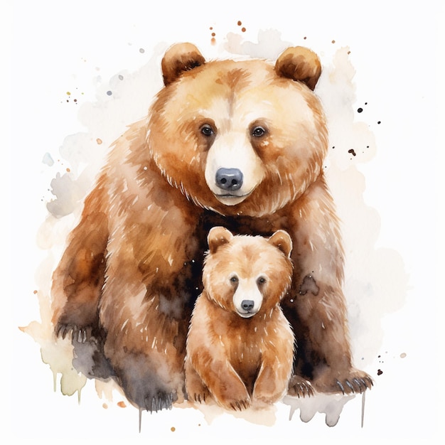 熊と子熊の絵が描かれている 