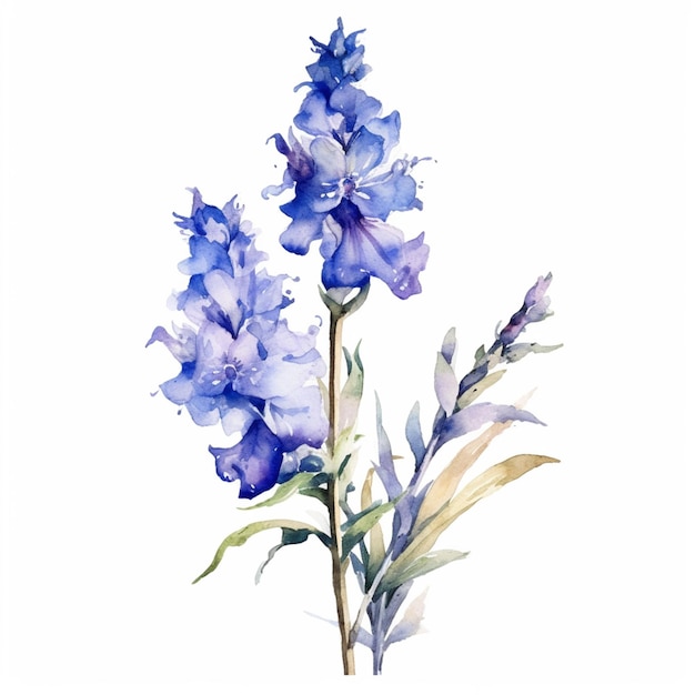 there is a painting of a blue flower on a white background generative ai